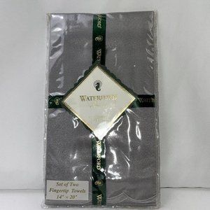 Waterford Linens "Baron's Satin Sterling" Fingertip Towels 2 Pack 14" x 20" NOS